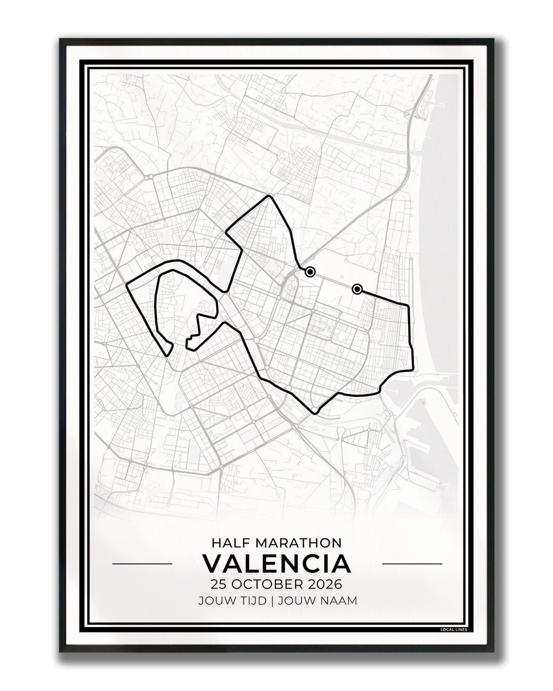 Halve marathon Valencia poster in lijst