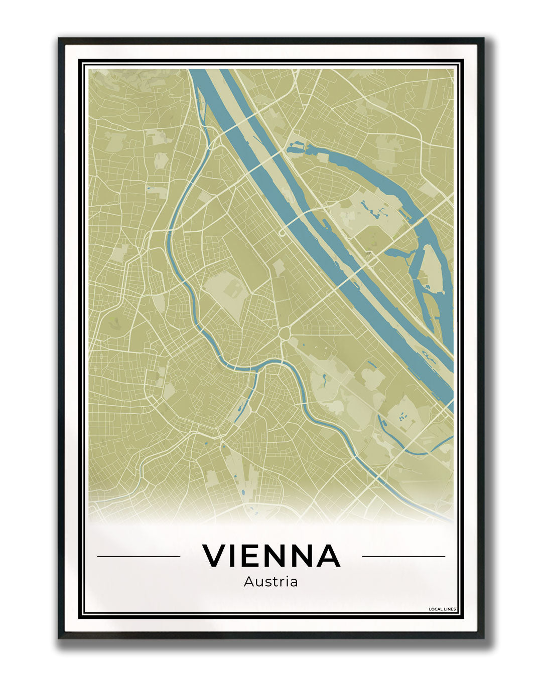 Wenen Stadskaart – Poster - Moss ingelijst