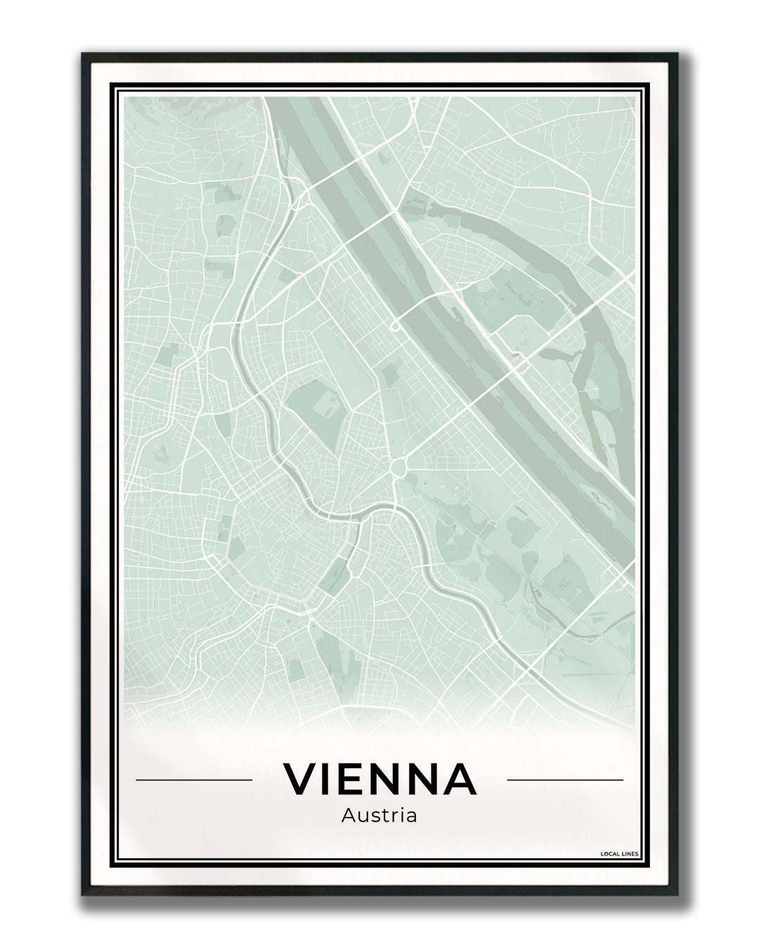 Wenen Stadskaart – Poster - Sage ingelijst