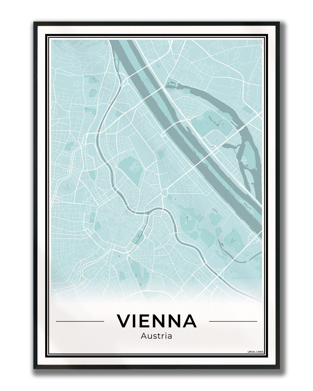Wenen Stadskaart – Poster - Sky ingelijst