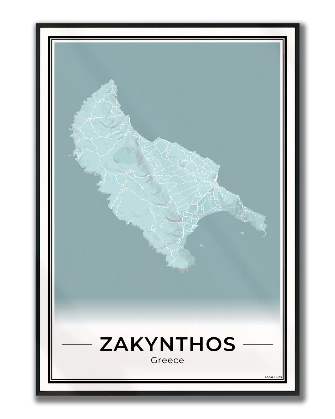 Zakynthos Eilandkaart – Poster - Sky ingelijst