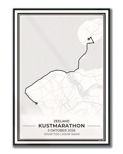 Kustmarathon Zeeland poster in lijst