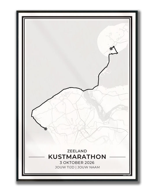 Kustmarathon Zeeland poster in lijst