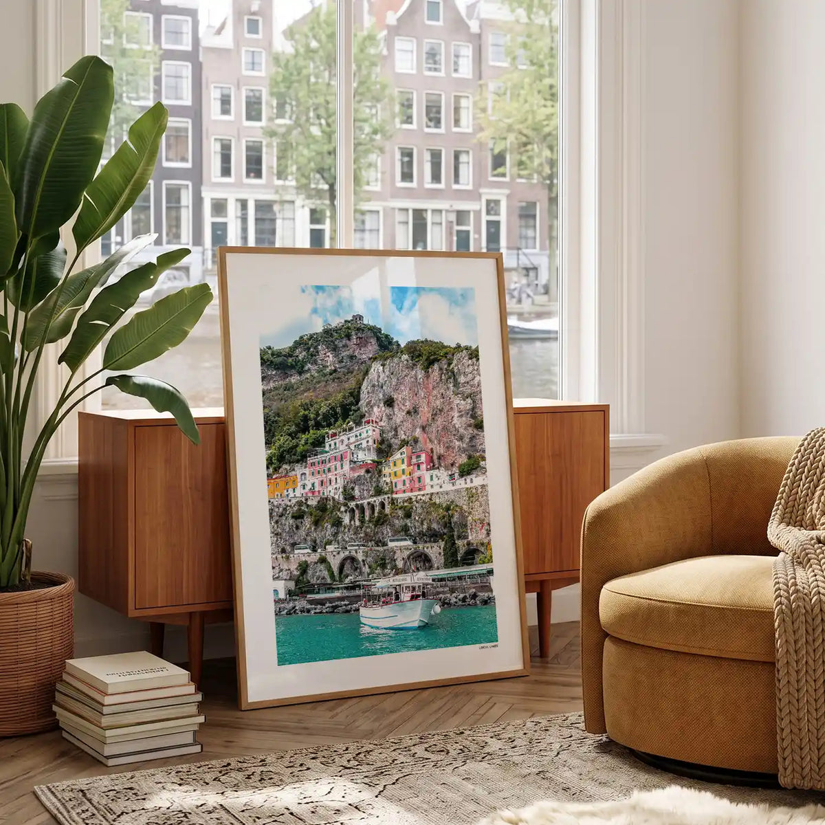Amalfi Coast Klassiek fotoposter in woonkamer interieur - Kleur