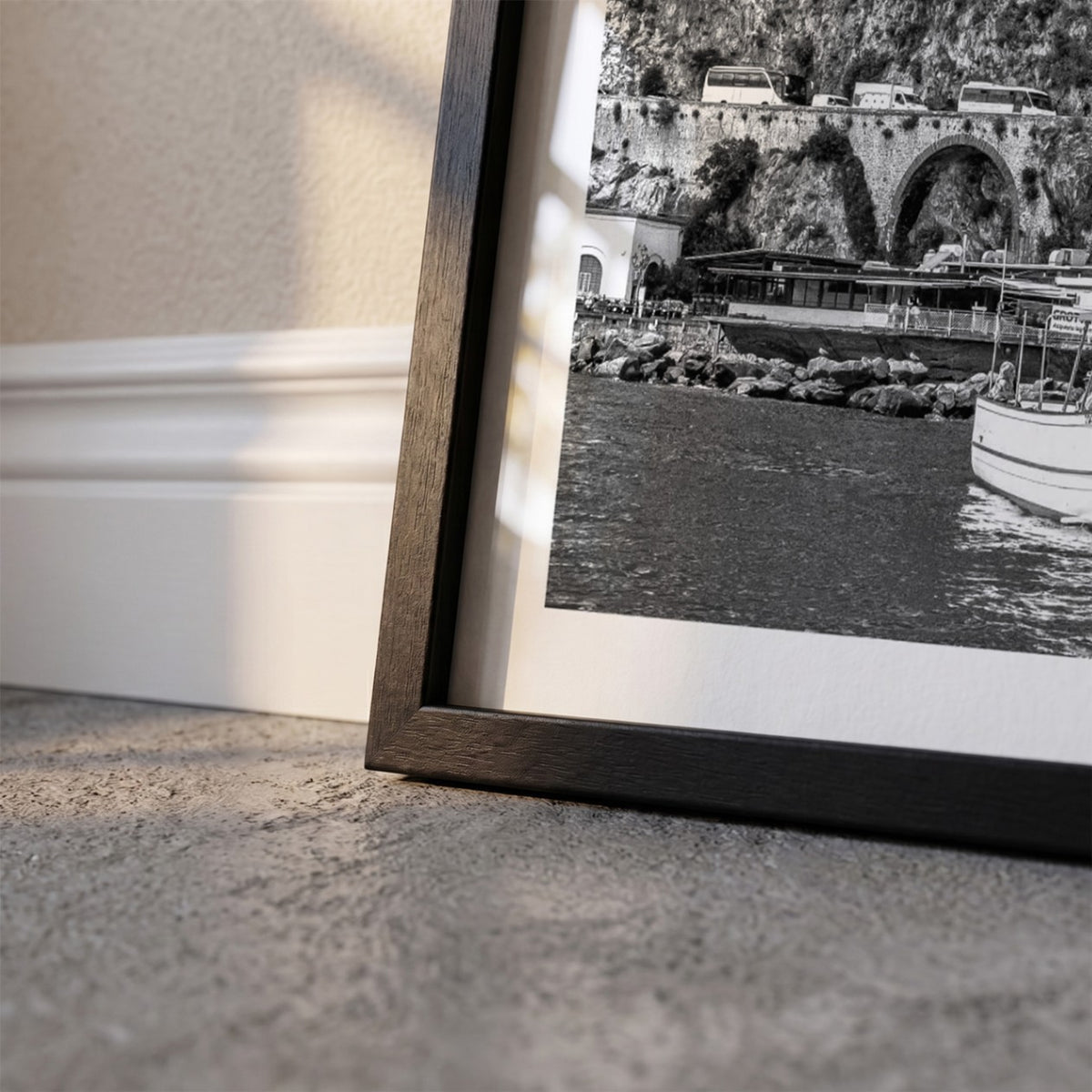 Detail van Amalfi Coast Klassiek fotoposter en lijst - Zwart-Wit