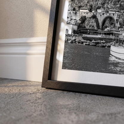 Detail van Amalfi Coast Klassiek fotoposter en lijst - Zwart-Wit