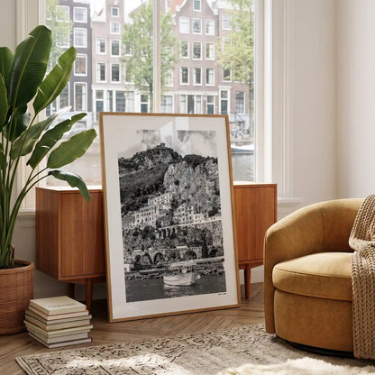 Amalfi Coast Klassiek fotoposter in woonkamer interieur - Zwart-Wit