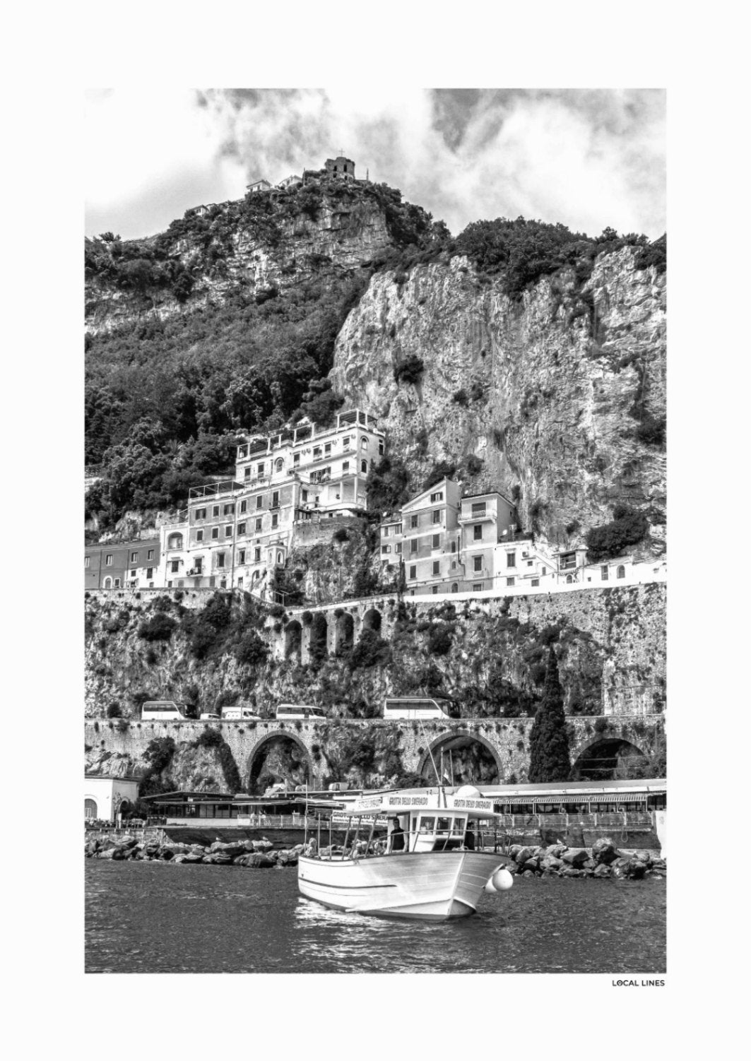 Amalfi Coast Klassiek fotoposter zonder lijst - Zwart-Wit