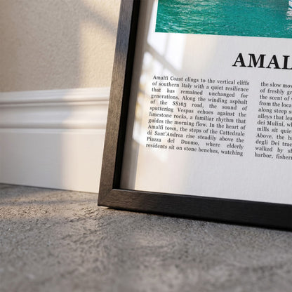 Detailopname van Amalfikust Fotoposter – Kleur ingelijst in zwarte fotolijst