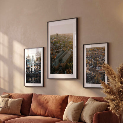 Drie Amersfoort Klassiek fotoposters boven bank wanddecoratie - Kleur