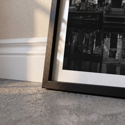 Detail van Amsterdam Grachtpanden fotoposter en lijst - Zwart-Wit