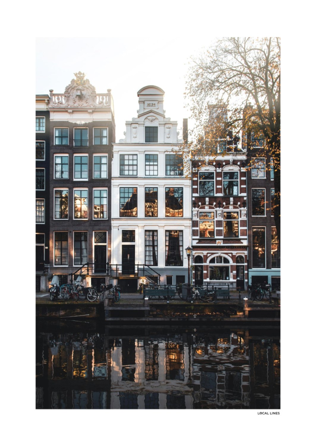 Amsterdam Grachtpanden fotoposter zonder lijst - Kleur