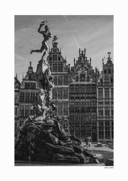 Antwerpen Klassiek fotoposter zonder lijst - Zwart-Wit