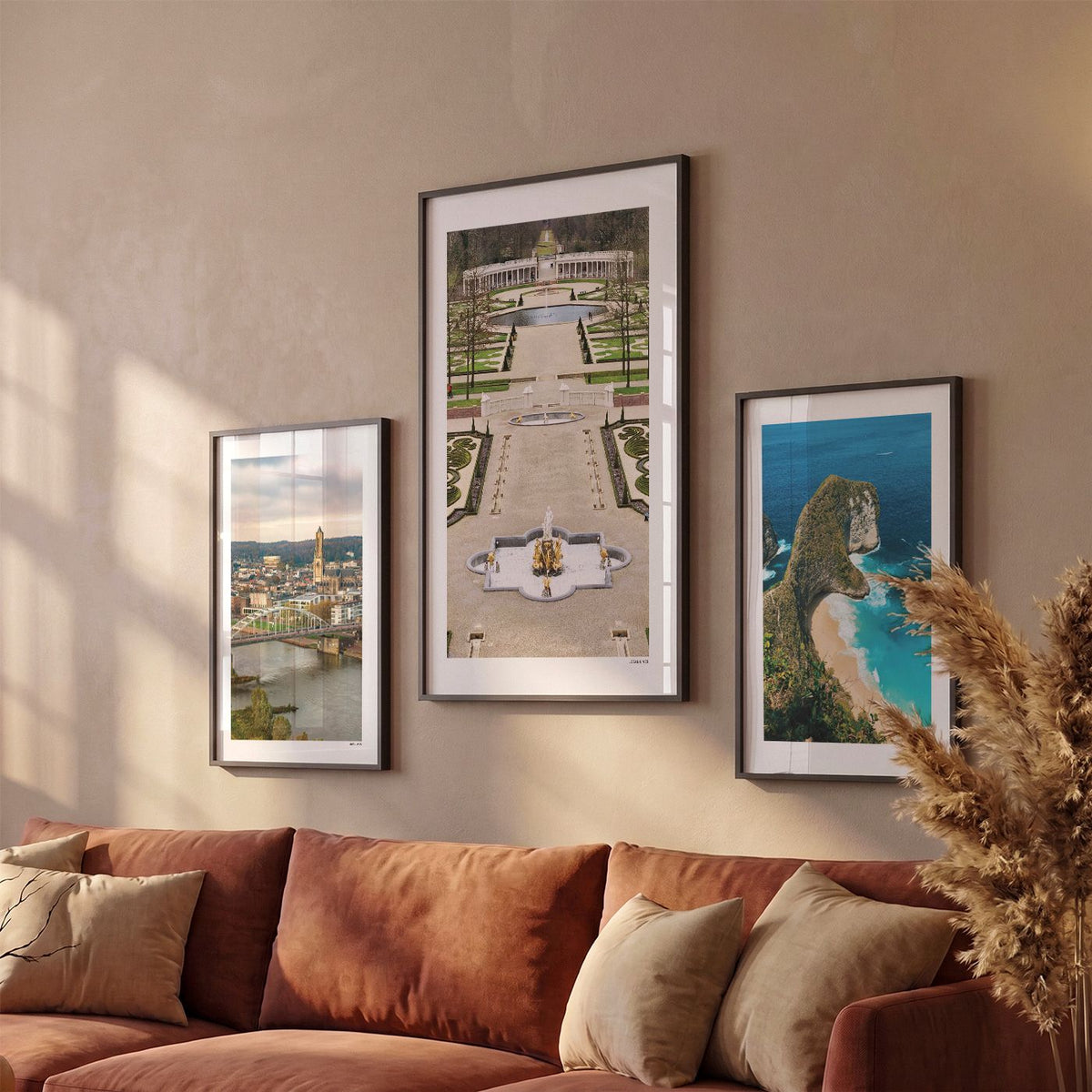 Drie Apeldoorn Klassiek fotoposters boven bank wanddecoratie - Kleur
