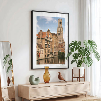Brugge Klassiek fotoposter in zwarte lijst - Kleur