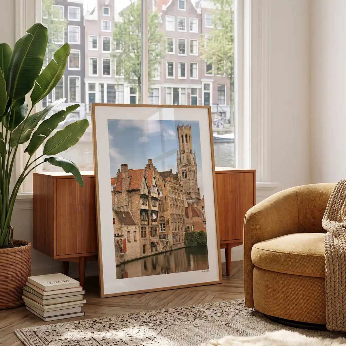 Brugge Klassiek fotoposter in woonkamer interieur - Kleur