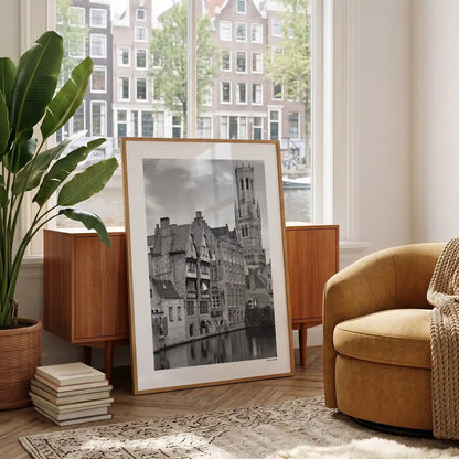 Brugge Klassiek fotoposter in woonkamer interieur - Zwart-Wit