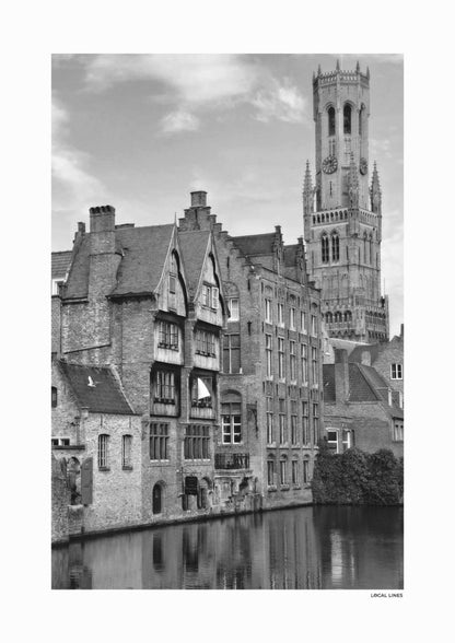 Brugge Klassiek fotoposter zonder lijst - Zwart-Wit