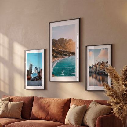 Drie Kaapstad Klassiek fotoposters boven bank wanddecoratie - Kleur