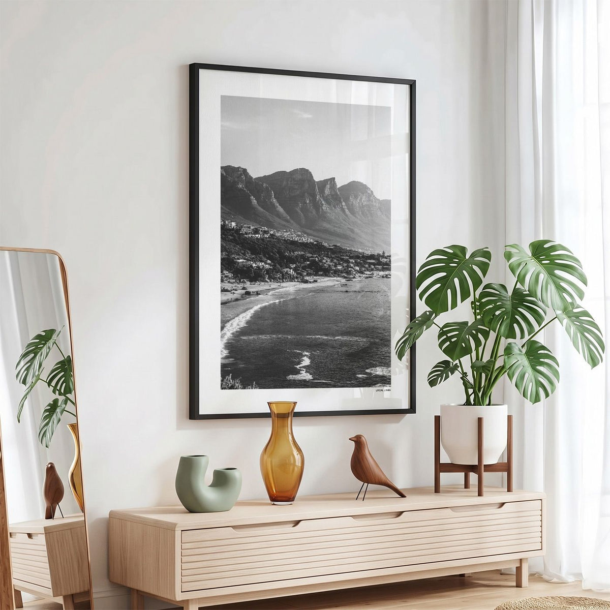 Kaapstad Klassiek fotoposter in zwarte lijst - Zwart-Wit