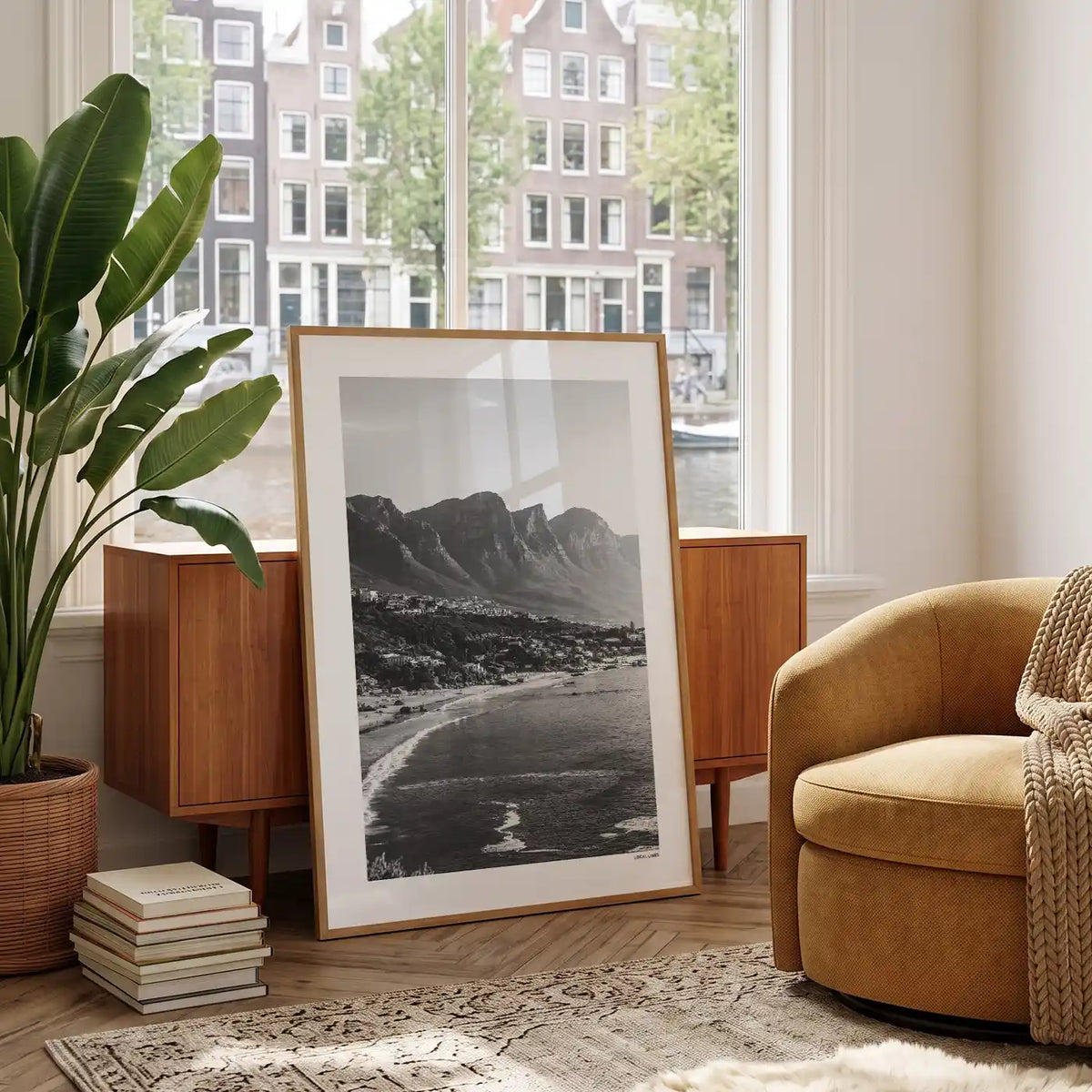 Kaapstad Klassiek fotoposter in woonkamer interieur - Zwart-Wit