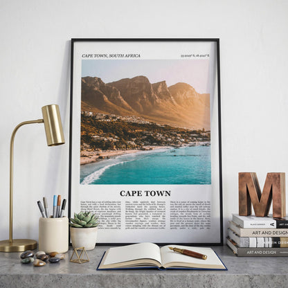 Ingelijste Kaapstad Fotoposter – Kleur op een bureau in zwarte fotolijst