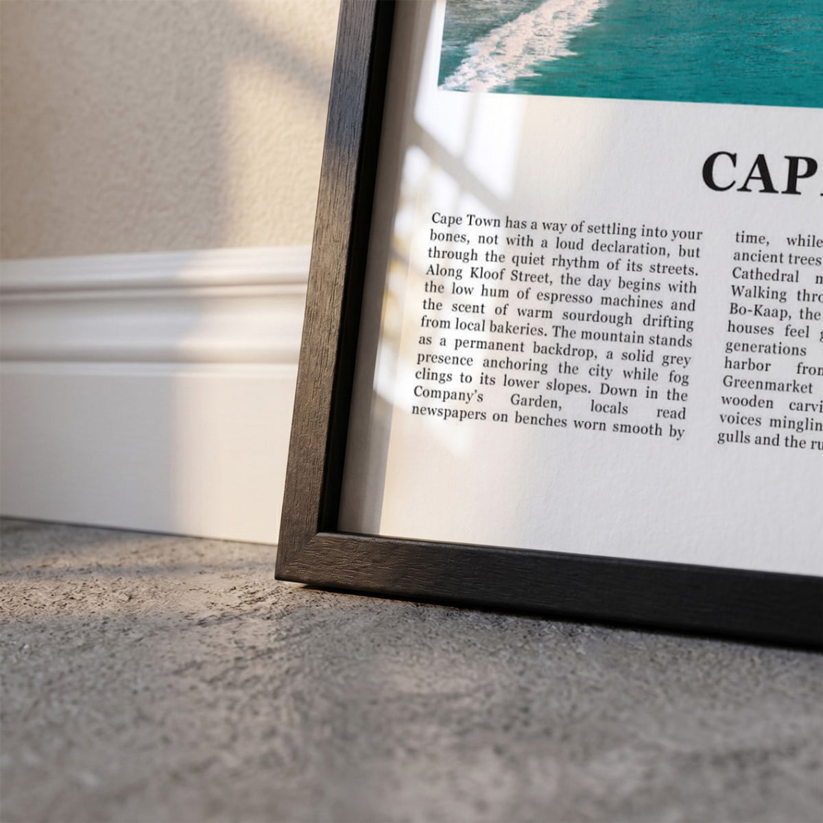 Detailopname van Kaapstad Fotoposter – Kleur ingelijst in zwarte fotolijst