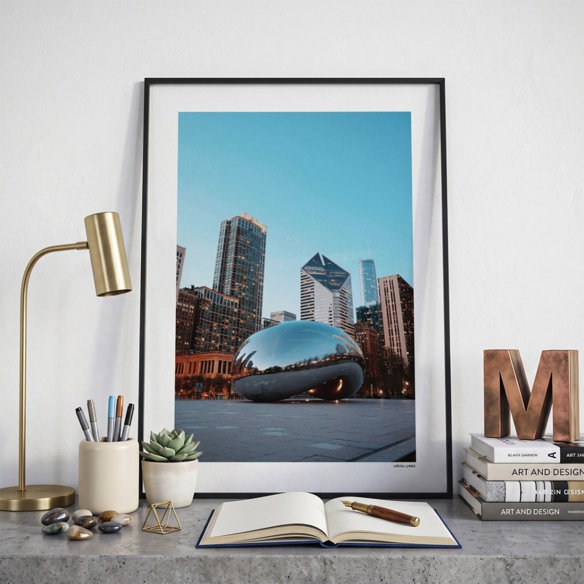 Chicago Klassiek fotoposter op bureau in kamer - Kleur