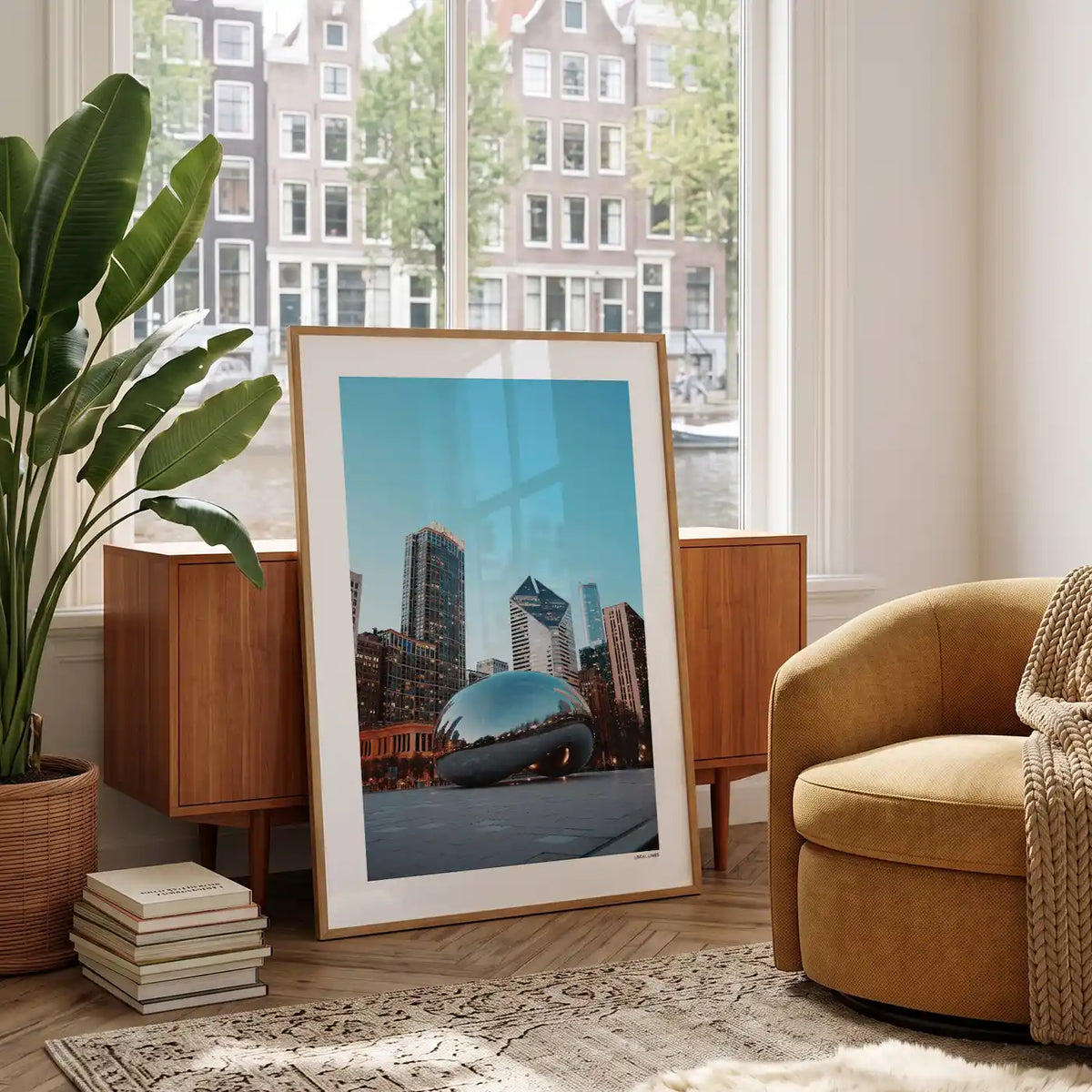 Chicago Klassiek fotoposter in woonkamer interieur - Kleur