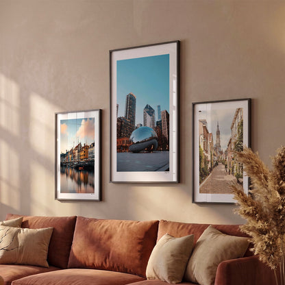 Drie Chicago Klassiek fotoposters boven bank wanddecoratie - Kleur