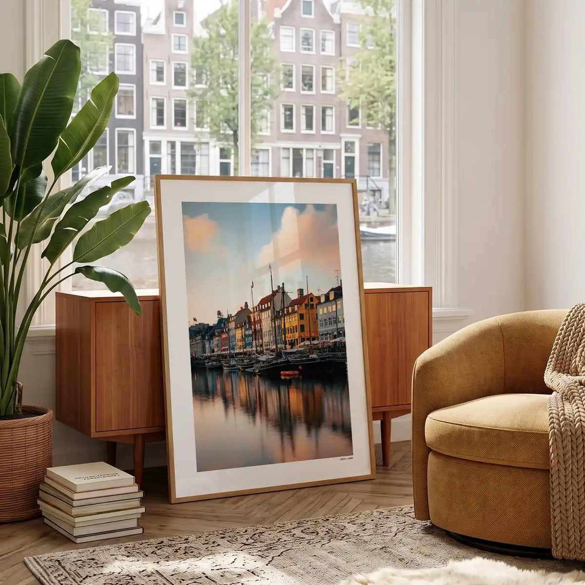 Kopenhagen Klassiek fotoposter in woonkamer interieur - Kleur