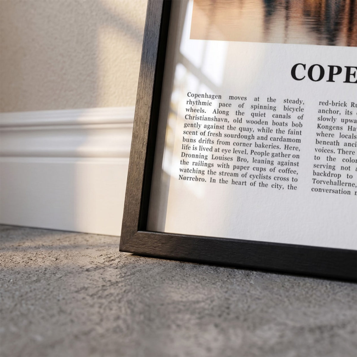Detailopname van Kopenhagen Fotoposter – Kleur ingelijst in zwarte fotolijst