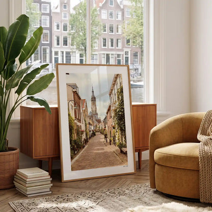 Delft Klassiek fotoposter in woonkamer interieur - Kleur