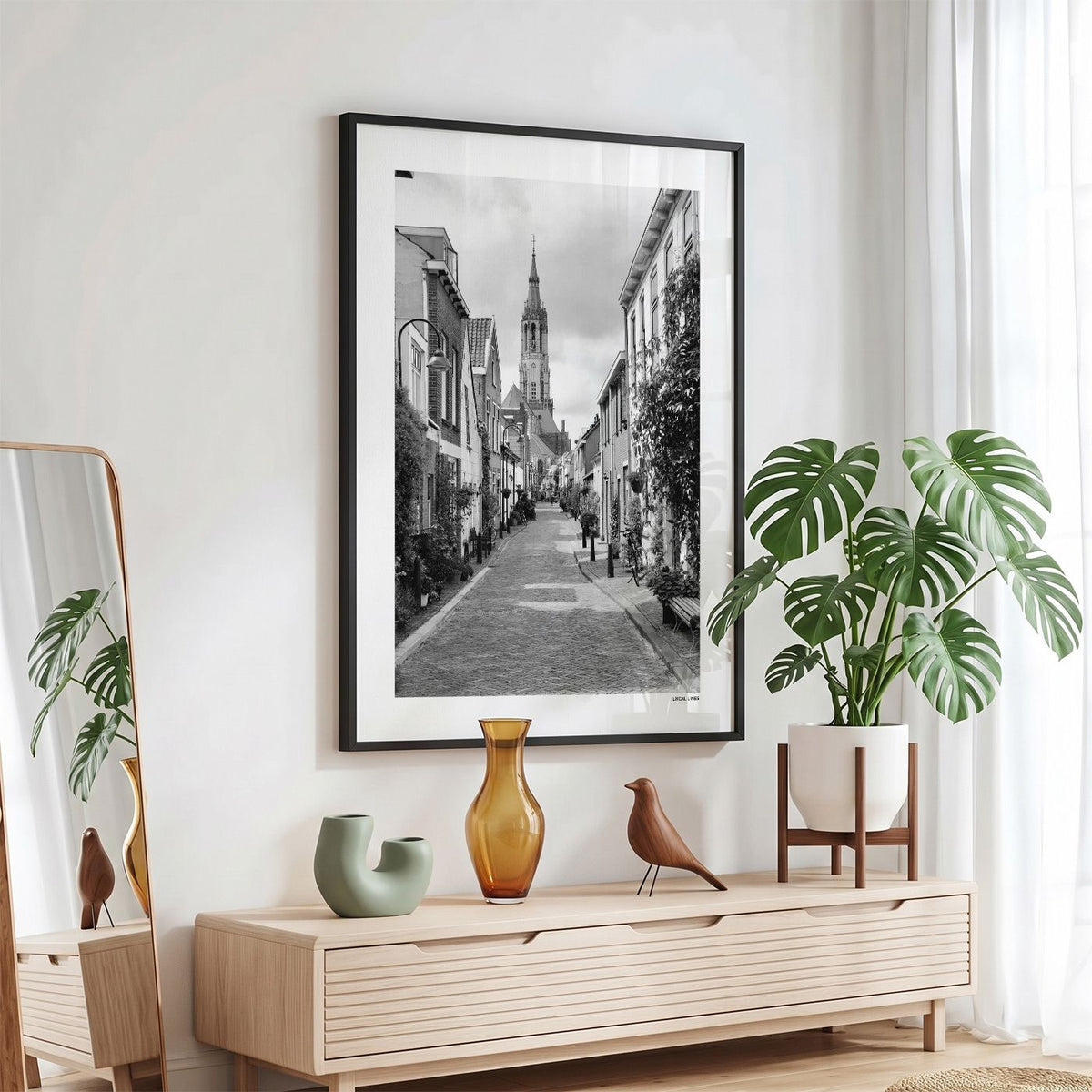 Delft Klassiek fotoposter in zwarte lijst - Zwart-Wit