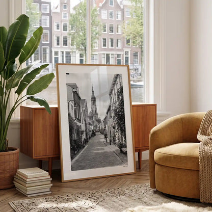 Delft Klassiek fotoposter in woonkamer interieur - Zwart-Wit