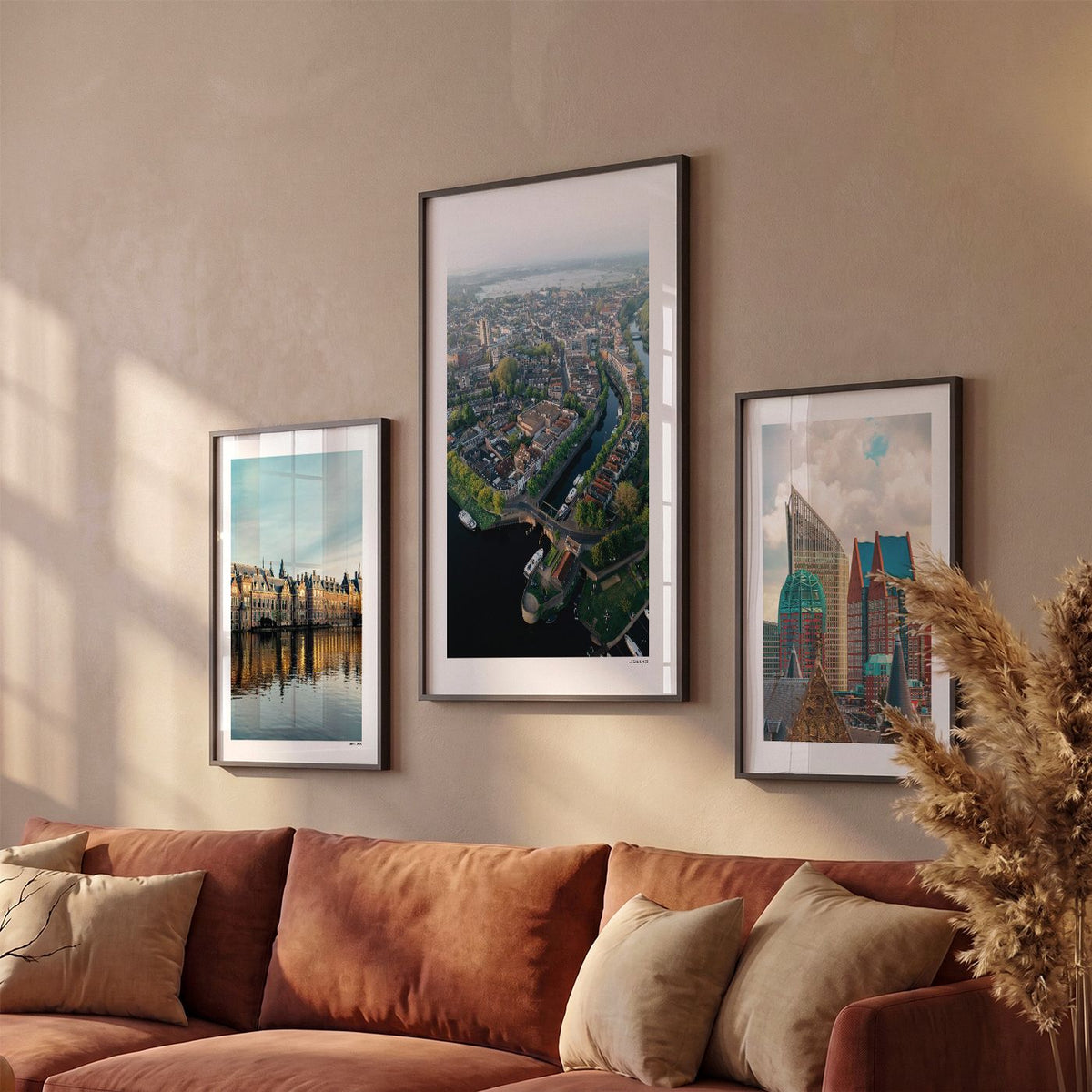Drie Den Bosch Klassiek fotoposters boven bank wanddecoratie - Kleur