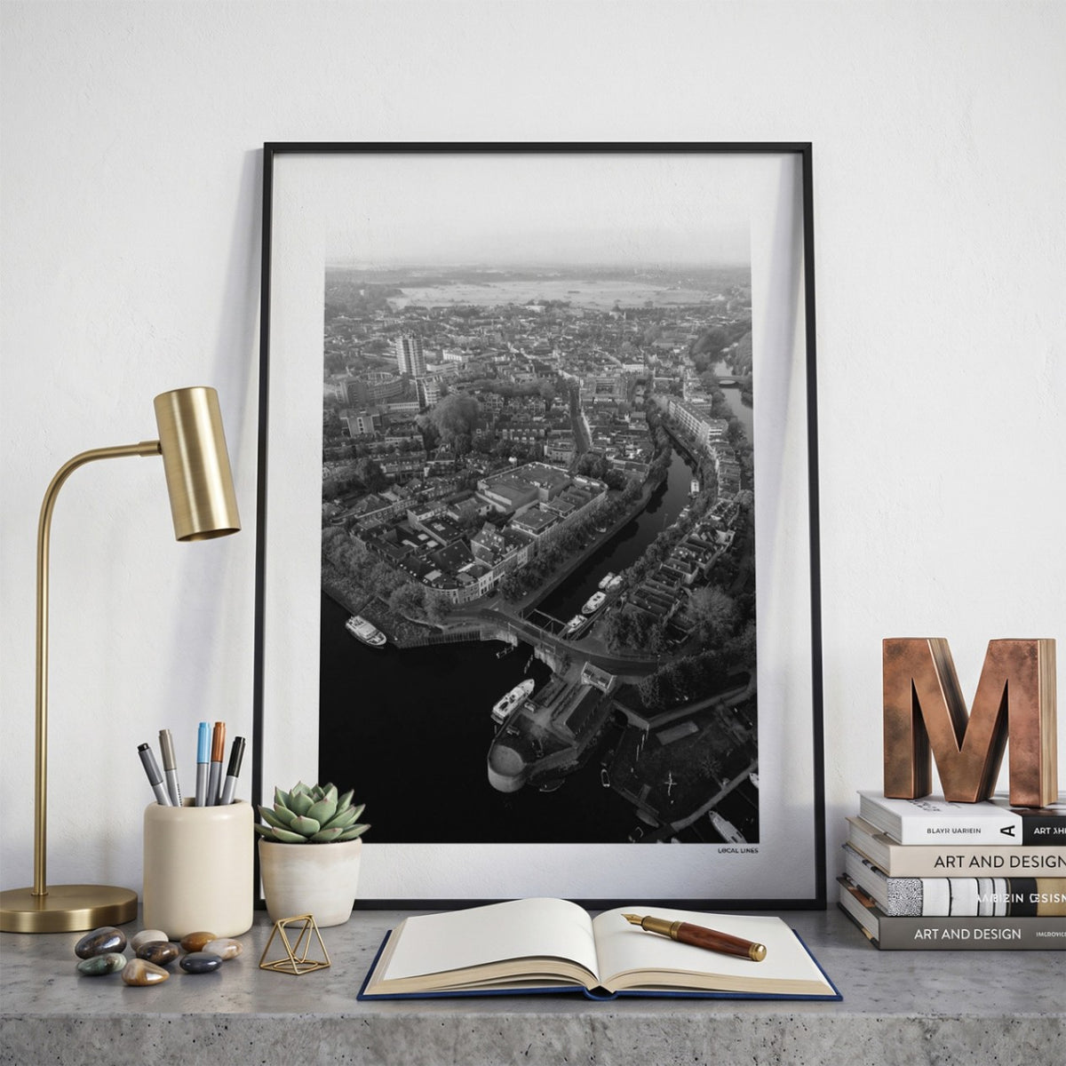 Den Bosch Klassiek fotoposter op bureau in kamer - Zwart-Wit