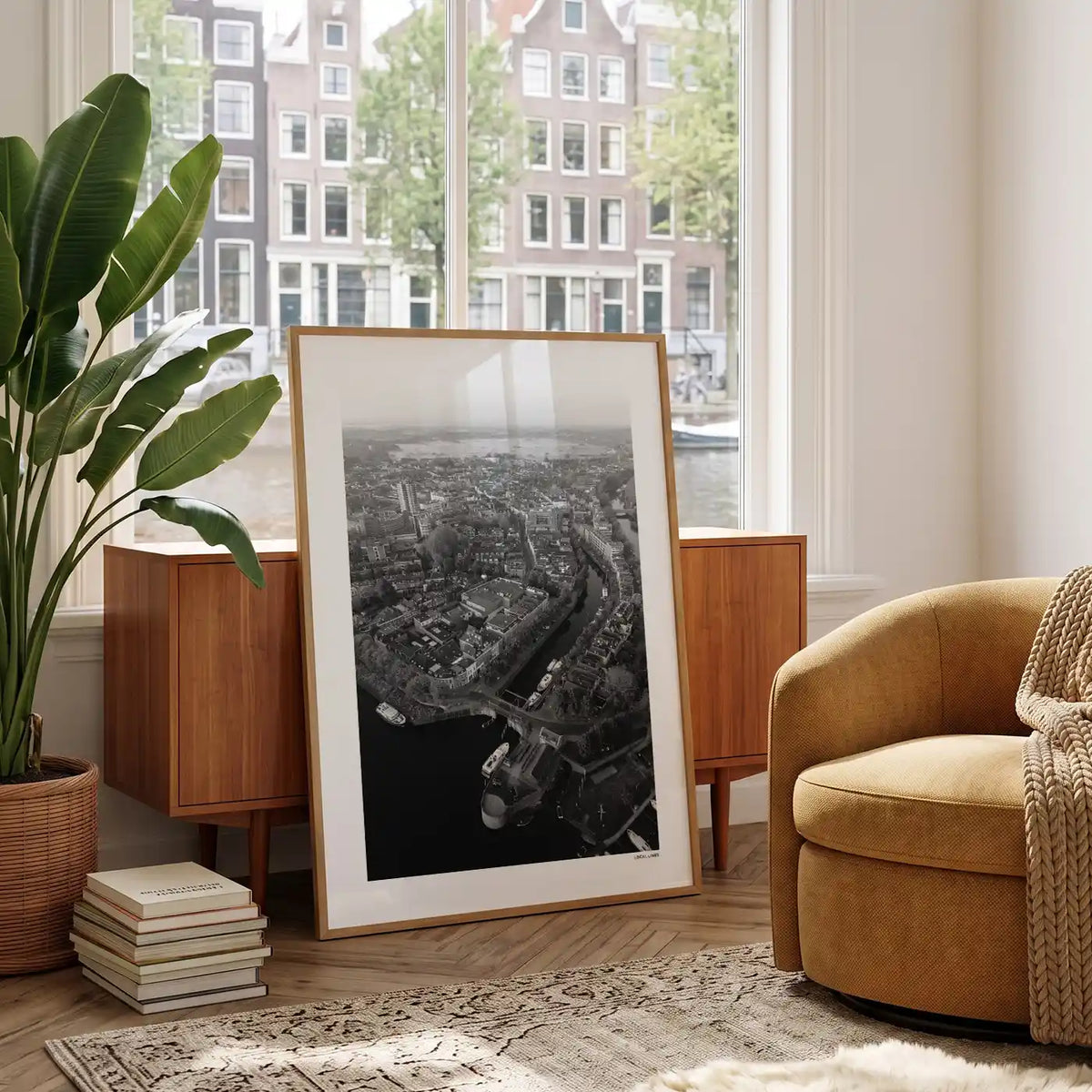 Den Bosch Klassiek fotoposter in woonkamer interieur - Zwart-Wit