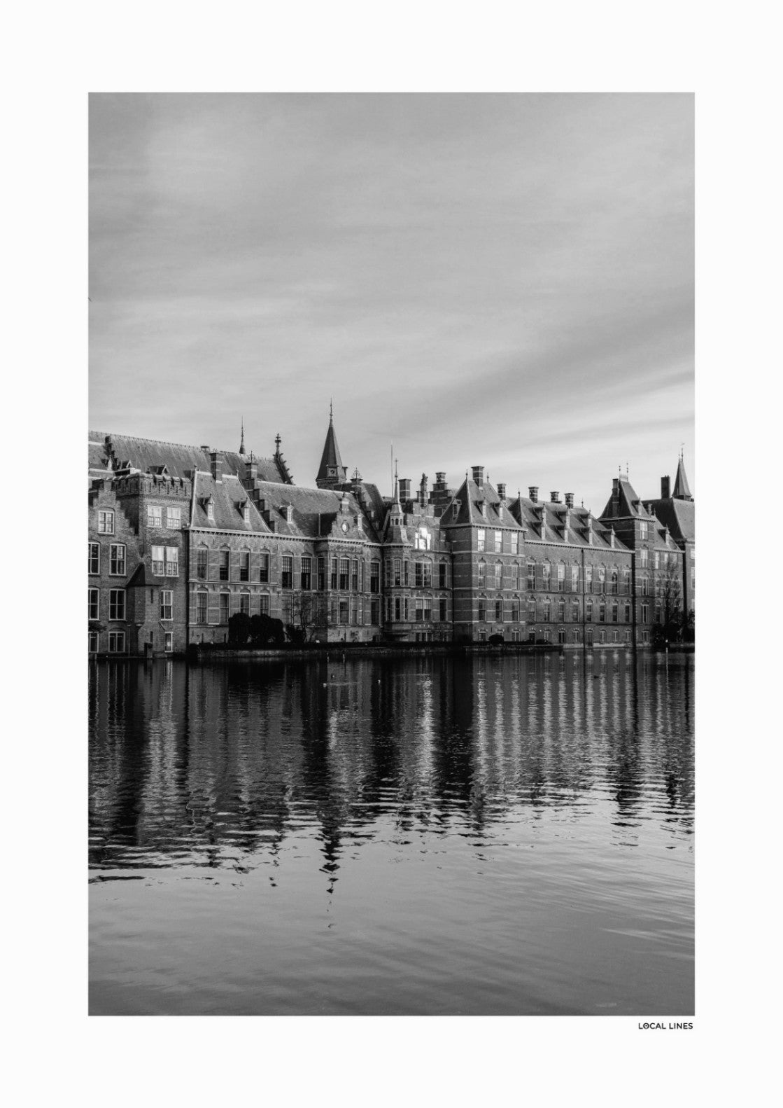 Detail van Den Haag Binnenhof fotoposter en lijst - Zwart-Wit