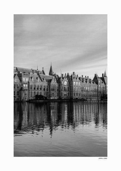 Detail van Den Haag Binnenhof fotoposter en lijst - Zwart-Wit