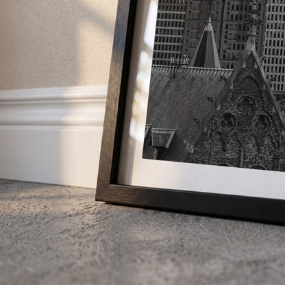 Detail van Den Haag Skyline fotoposter en lijst - Zwart-Wit