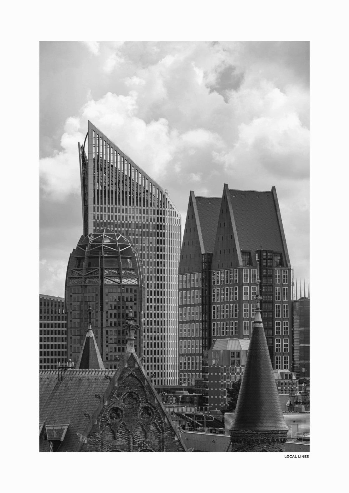 Den Haag Skyline fotoposter zonder lijst - Zwart-Wit