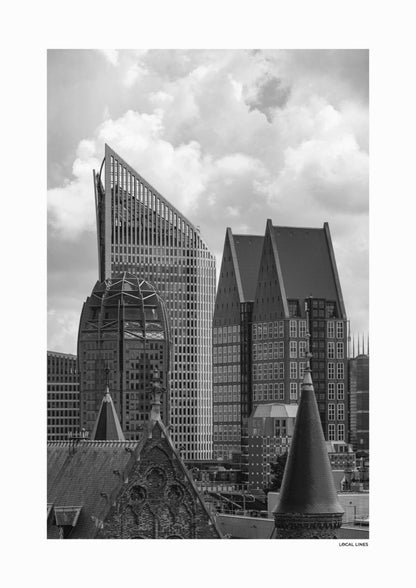 Den Haag Skyline fotoposter zonder lijst - Zwart-Wit