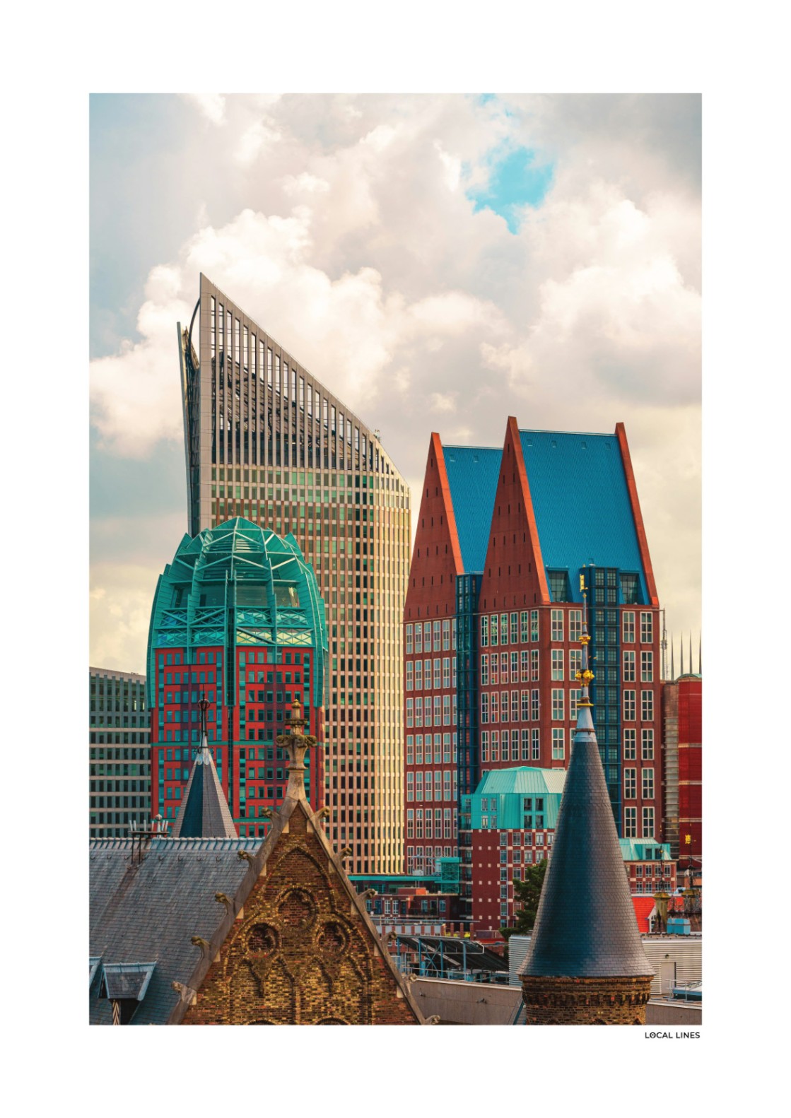 Den Haag Skyline fotoposter zonder lijst - Kleur