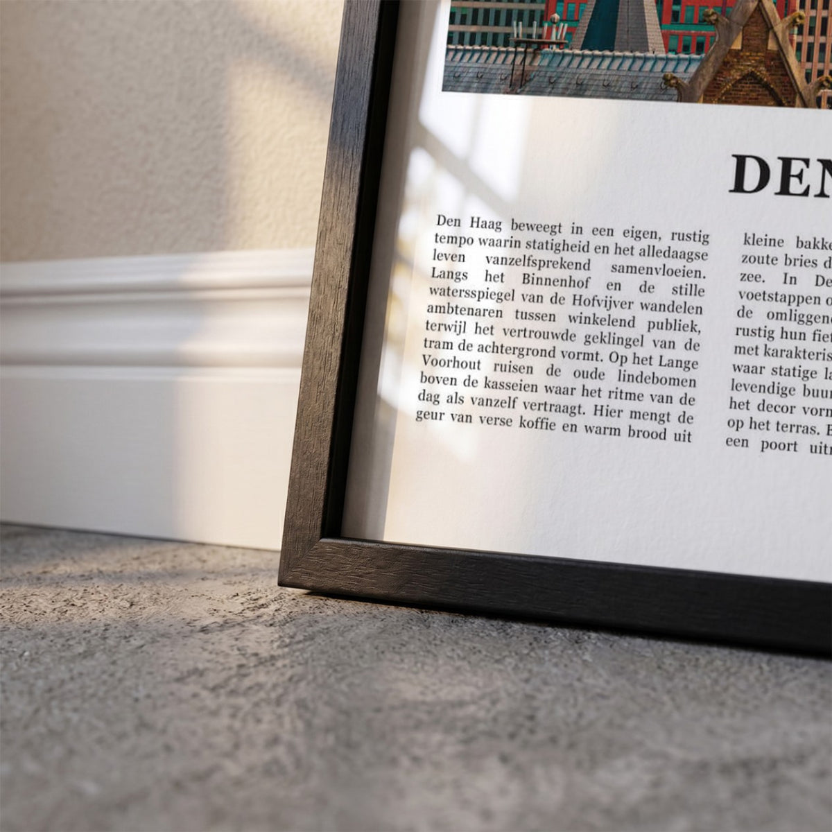 Detailopname van Den Haag Fotoposter – Kleur ingelijst in zwarte fotolijst