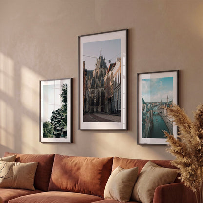 Drie Dordrecht Klassiek fotoposters boven bank wanddecoratie - Kleur