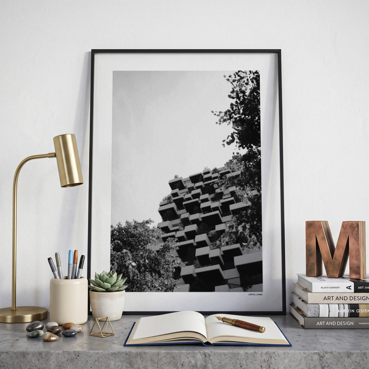 Eindhoven Klassiek fotoposter op bureau in kamer - Zwart-Wit