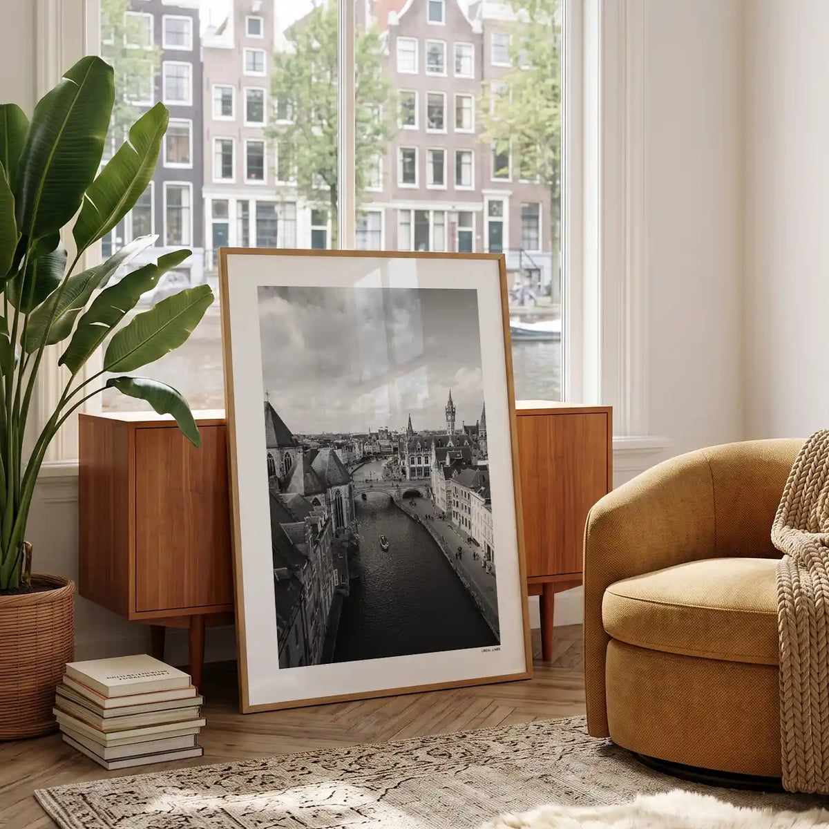 Gent Klassiek fotoposter in woonkamer interieur - Zwart-Wit