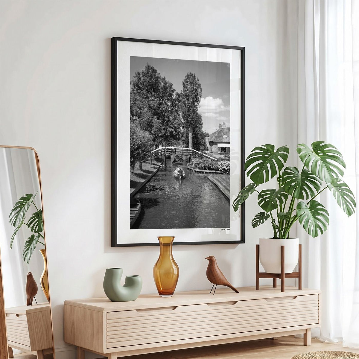 Giethoorn Klassiek fotoposter in zwarte lijst - Zwart-Wit