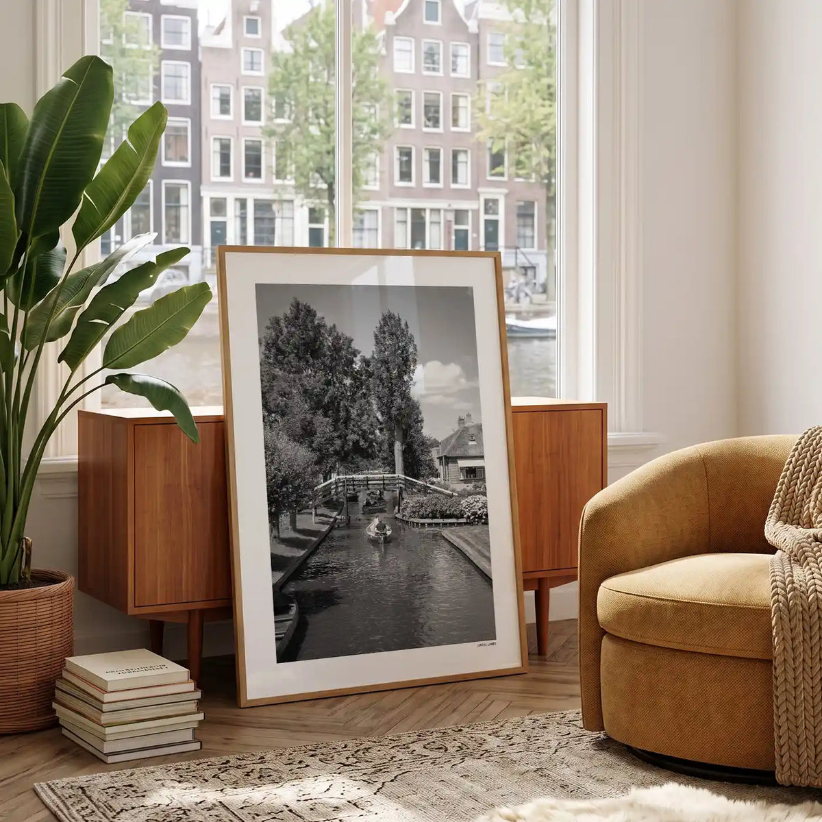Giethoorn Klassiek fotoposter in woonkamer interieur - Zwart-Wit